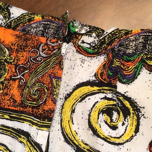 Vintage multi pattern bright linen skirt - Picture 6 of 10